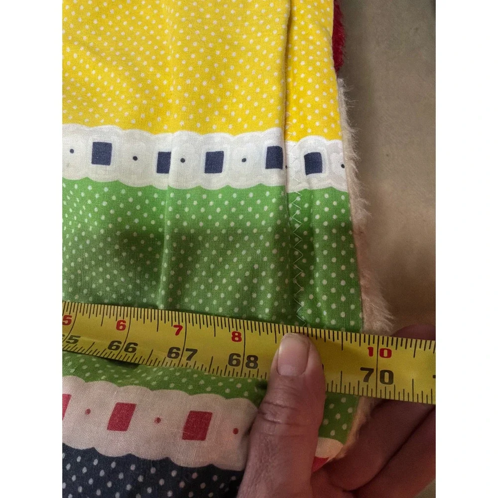 Handmade Throw Blanket Unisex OS Multicolor Striped Checkerboard Faux Fur Retro‎